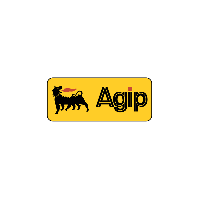 Autocollant AGIP logo noir fond jaune  L 89 h 37 mm