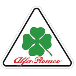 STICKER ALFA ROMEO trÃƒÂ¨fle fond blanc cadre rouge  80/70 mm