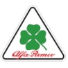 STICKER ALFA ROMEO trÃƒÂ¨fle fond blanc cadre rouge  80/70 mm