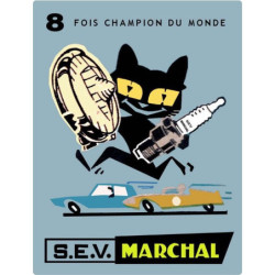 Autocollant SEV MARCHAL Affiche 8 fois Champion  L 150 H 200 mm