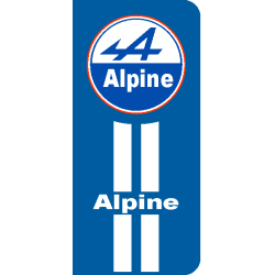 Autocollant ALPINE-RENAULT vertical L 135  h 290 mm ou sur mesure