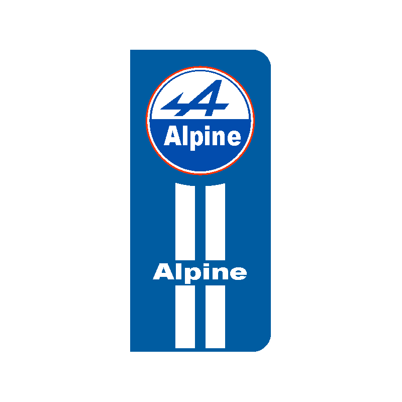 Autocollant ALPINE-RENAULT vertical L 135  h 290 mm ou sur mesure