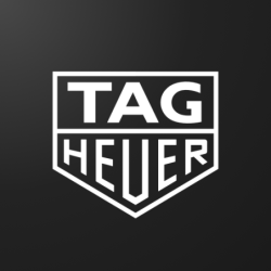 STICKER TAG HEUER logo blanc fond noir L 128 H 110 mm