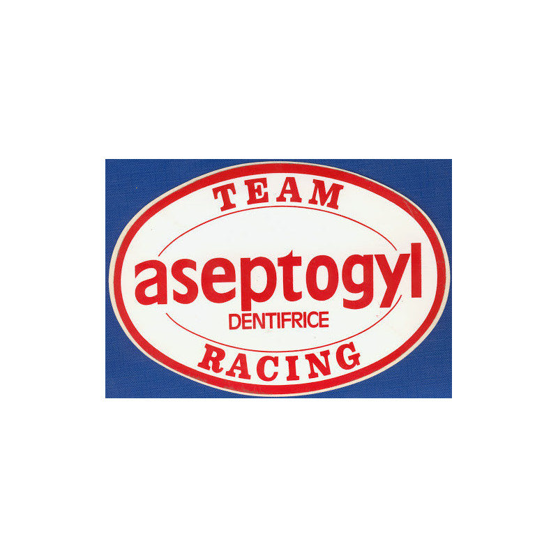 STICKER ASEPTOGYL Team  Logo ovale Rouge fond blanc L 175  H 120 mm