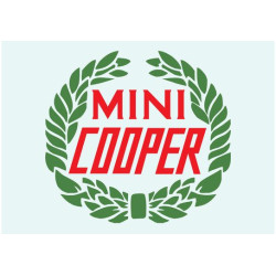 STICKER MINI COOPER Lauriers vert/rouge-L 100 H 95 mm