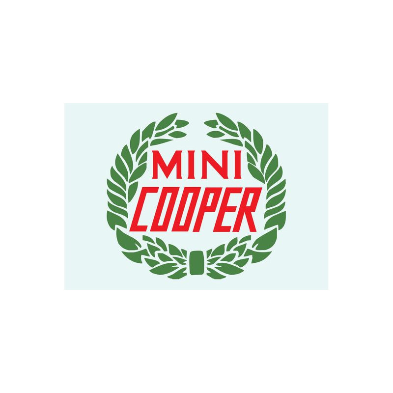 STICKER MINI COOPER Lauriers vert/rouge-L 100 H 95 mm